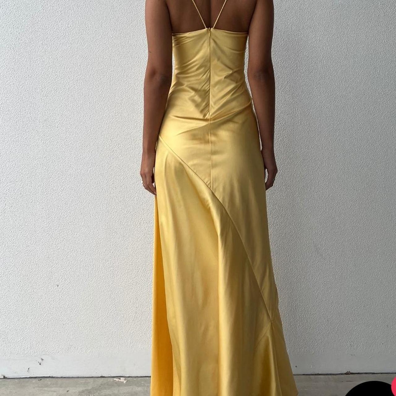 TingPo Wholesale Sexy Mermaid Spaghetti Straps Sleeveless Party Dress Yellow Prom Dresses
